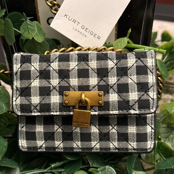 Kurt Geiger London NWT Black and White Checkered Mini Bag - Picture 2 of 10